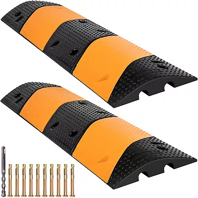 VEVOR Modular Rubber Speed Bump Driveway Cable Protector Ramp 3.3 Feet Set Of 2 • $57.59
