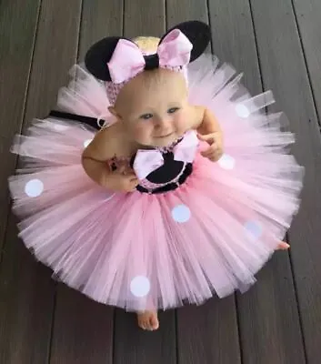 Girls 1st Birthday Outfit Minnie Mouse Baby Pink Tutu For Cakesmash Photoshoot • $42.99