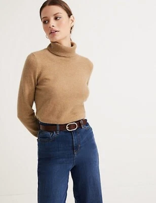 £29.90 • Buy M&S Autograph Pure Cashmere Light Camel Roll Neck Jumper RRP £95 Size 12