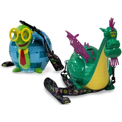 Disney Main St Electrical Parade Light Up Elliot Dragon Popcorn Bucket & Turtle • $49.95