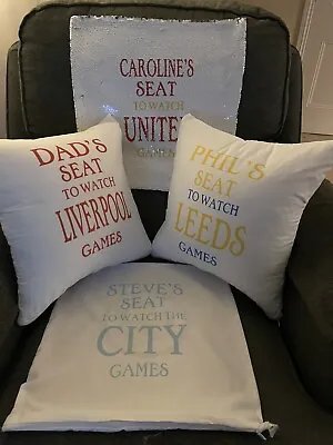 Personalised Football Cushion Cover -  Name's  Seat To Watch  Your Football Team • £12.50