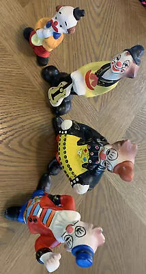 $40 • Buy 4-Vintage Clown Figurines Hobo Circus Clowns Playing Instruments & Conduc Taiwan