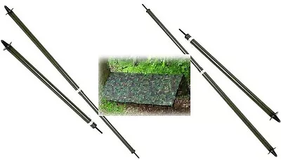 2 PACK EXTENDABLE MILITARY BASHA POLES Extending Camp Shelter Tent Hide Net Kit • £16.95