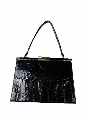 Vintage Alligator Handbag Purse Black • $39.88