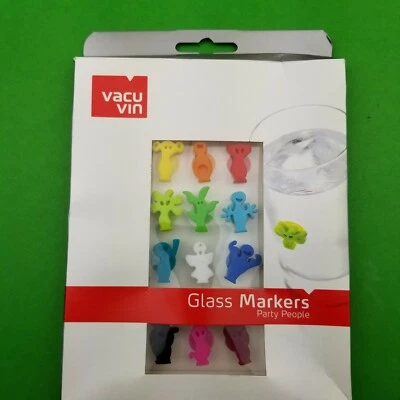 $6.95 • Buy Vacu Vin Party People Wine Glass & Drink Markers / Charms - Set Of 12