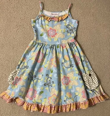 MUSTARD PIE Size 6X Girls Blue Sleeveless Spring Floral Dress 🌸READ🌸 • $6.44