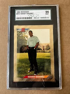 1992 Bowman #676 Manny Ramirez SGC 96 Cleveland Indians Redsox Rc • $0.99