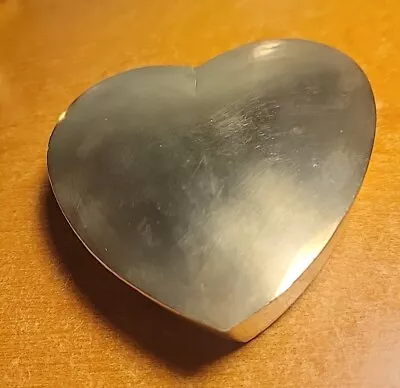 Vintage Heart Shaped Solid Brass Trinket Jewelry Box Nice ! • $15