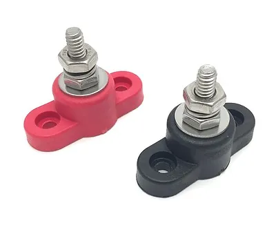 $14.95 • Buy Red & Black Junction Block Power Post Set Insulated Terminal Stud 1/4  Ring 