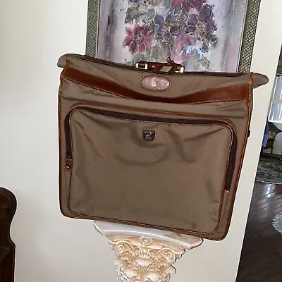 Vintage MARK CROSS Canvas & Leather Travel Garment Suit Bag Luggage • $96.71