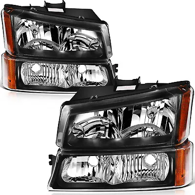 Pair Black Headlights Assembly For 03-06 Chevy Avalanche Silverado 1500/2500 HD • $65.99