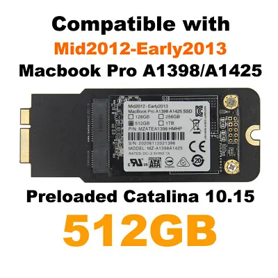 512GB SSD For MacBook Pro A1398 Mid 2012 Early 2013 A1425 Late 2012 Early 2013 • $62.78