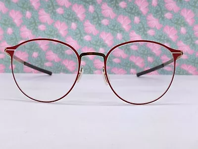 £140.35 • Buy Ic! Berlin Eyeglasses Frames Woman Red Gold Round Panto Amihan Rogochi M + Case