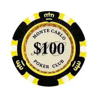 NEW 100 Black $100 Monte Carlo Smooth 14 Gram Clay Poker Chips - Exclusive  • $39.99
