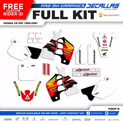 HONDA CR 500 1989 - 2001 Super Durable MX Graphics Decals Stickers Kit Decallab • $149.99