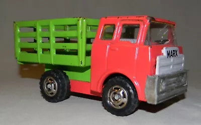 Vintage Marx Toys 1970's Pressed Steel Stake Orange Toy Truck With Green Bed • $3.99