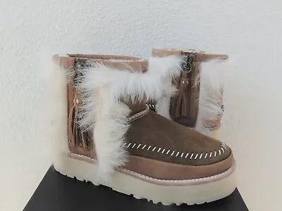 Ugg Chestnut Bomber Fluff Punk Toscana Sheepskin Boots Women Us 6/ Eur 37 ~new • $129.95