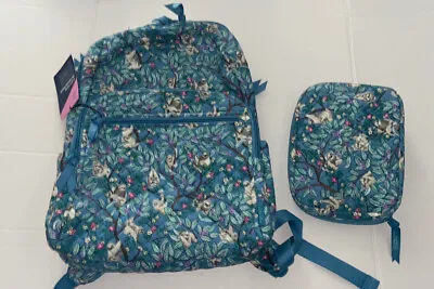 NWT VERA BRADLEY Campus Backpack Book Bag & Cord Organizer Hanging Around Sloths • $129.99