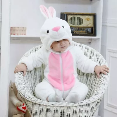 Lovely White Rabbit Bunny Costume For Baby Infant Toddler Winter Pajamas Outfit • £17.58