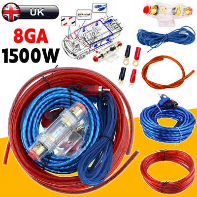 1500W 8GA Power Cable Wire AMP Wiring Kit Install Car Audio Subwoofer Amplifier • £7.49