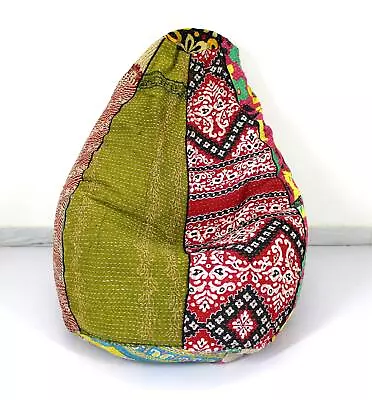 Vintage Handmade Cotton Floral Kantha Bohemian Armchair Embroidered Bean Bag B • $49.99