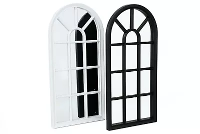 White & Black Arched Wall Mirror Window Church Style Hallway Garden Indoor Decor • £19.95