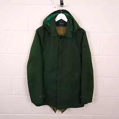 SCOTCH & SODA Parka Jacket Mens XL Hooded Lined Fish Tail Jacket Forest Green • £49.90