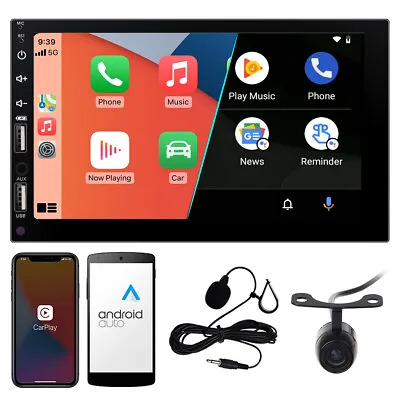 In Dash Double 2DIN 7  CarPlay Car Stereo Bluetooth Radio Receiver With Camera • $41.76