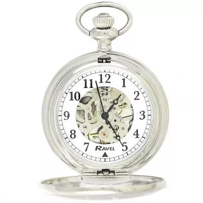 Ravel Polished Mechanical Pocket Watch Silver R1001.16 • £37.46