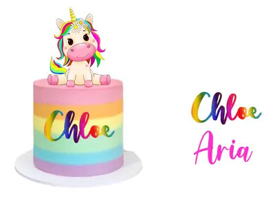 $15 • Buy Unicorn Cake Topper And Personalised Name Charm Topper Glossy Cardstock