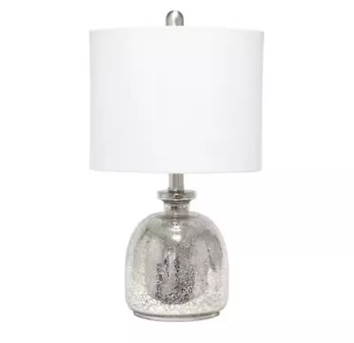 20 In. Mercury Hammered Glass Jar Table Lamp With White Linen Shade • $34.95