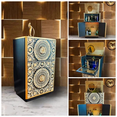 £995 • Buy Vintage Cocktail Cabinet Finshed With Original Versace Art Deco Decopage