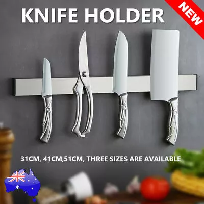 Stainless Steel Magnetic Knife Holder Tool Storage Block Stand Strip • $27.74