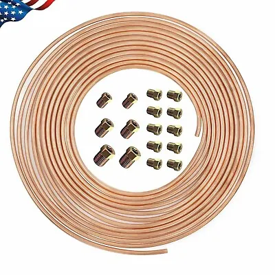 Copper Nickel Brake Line Tubing Kit 3/16 OD 25 FT Coil Roll All Size Fittings US • $14.98