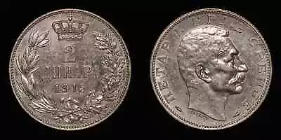 SERBIA 1915 Two 2 Dinara - Petar I Silver Coin KM# 26 • $6.99