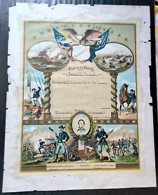 $1250 • Buy Civil War Certificate Of Service/Discharge Papers