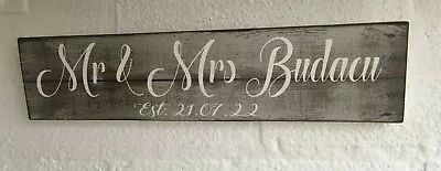 Rustic Mr & Mrs Established Personalised Wooden Sign Plaque Free Standing • £7.99