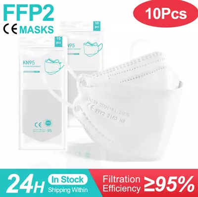 10pcs WHITE FFP2 KN95 Face Mask For Adult Mouth Cover Unisex  • $25