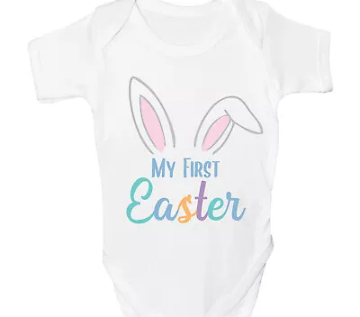 My First Easter Baby Grow Bunny Ears Vest Cute Any Name Bodysuit Babygrow Gift • £7.25