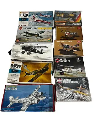 Lot Of 10 Vintage WW2 Plastic Model Plane Aircrafts Airplane Kits Old 1:72 #102 • $55