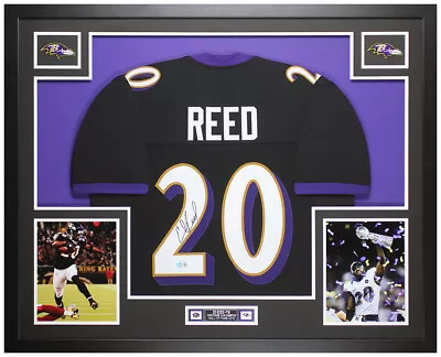 Ed Reed Autographed & Framed Black Baltimore Jersey Auto Beckett COA • $695