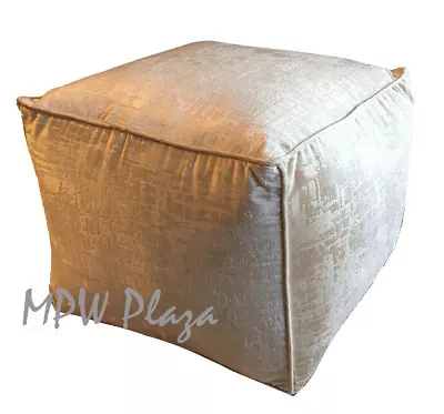 MPW Plaza Velvet Square Pouf Vanilla Moroccan Ottoman (Stuffed)  • $406.51