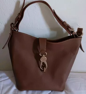 Dooney & Bourke Belvedere Logo Lock Hobo Bag Brown Leather Shoulder Purse • $69.95