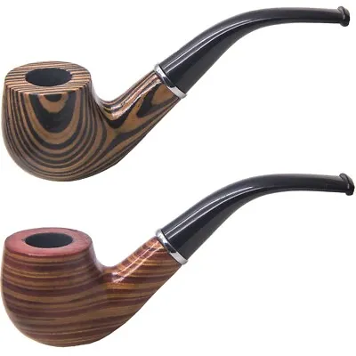 2 Durable Wooden Wood Smoking Pipe Tobacco Cigarettes Cigar Pipes Enchase Gift D • $18.99