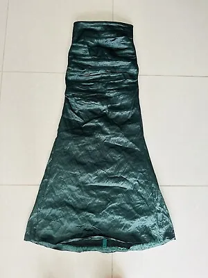 Nicole Miller Womens Long Maxi Skirt Metallic Green Taffeta High Waist Prom UK10 • £139
