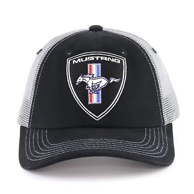 Ford Mustang Shield Emblem Baseball Hat Ball Cap Black Gray Mesh Pony Tri-Bar • $21.99