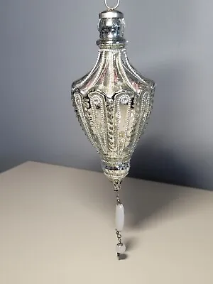 Elegant Long 8.5 Inch Silver Blown Art Mercury Glass Finial Christmas Ornament • $18.99