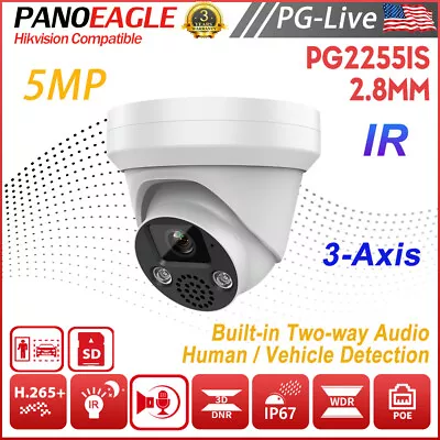 Hikvision Compatible 5MP IR Two-way Audio Turret IP Camera Human/Vehicle Detect • $57