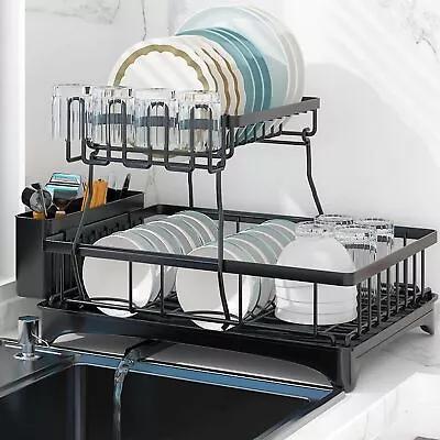 2 Tier Over The Sink Dish Drying Rack Dish Rack Above Kitchen Shelf Dish Drainer • $21.99