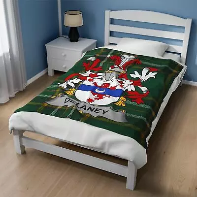 Delaney Surname Irish Blanket Delaney Coat Of Arms Tartan Throw Custom Irish L • $47.51